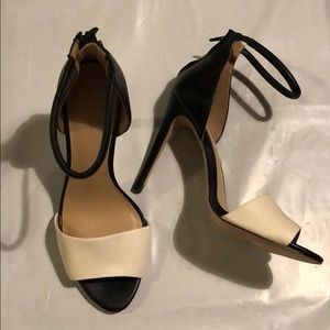 Zara White and Black Colorblock Heels